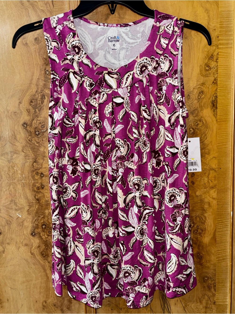 Croft & Barrow Women's Pink Floral Sleeveless Top size XS